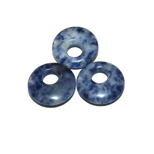 3 pezzi ciondolo ciambella cerchio pietra sodalite naturale perline 18 mm collana fai da te - Foto 1 di 1
