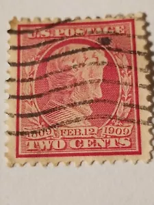USED 2 CENT 1909 ABRAHAM LINCOLN ISSUE - Picture 1 of 2