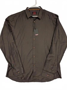 Jared Lang After Hours Slim Fit Brown Polka Dot Long Sleeve Button Shirt Men XL - Picture 1 of 8