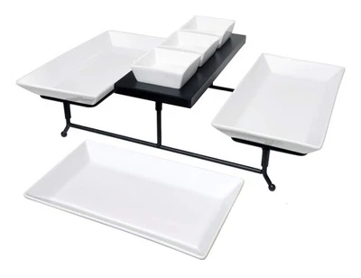 The Most Versatile 3 Tier Serving Tray. Collapsible Metal Stand with 3 Plates... - Image 1 of 4
