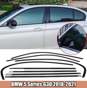 Black Steel Window Molding Frame Strips Trim Cover For BMW 5 Series G30 18-22 L - Bild 1 von 11