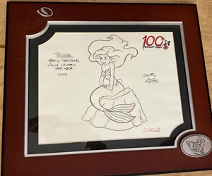 Walt Disney Die kleine Meerjungfrau Animator Skizze BW beschriftet signiert im Rahmen - Bild 1 von 11