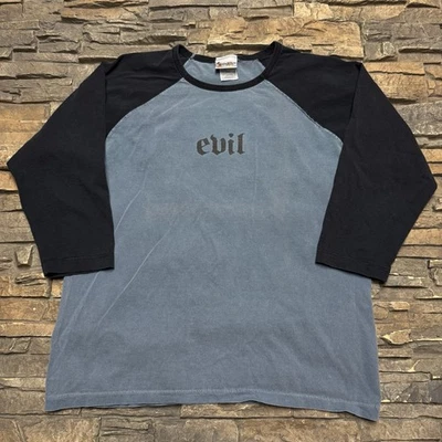 Camisa De Colección Personaje Malvado Disney Para Hombre Grande Azul Raglán Original Años 90 Y2K Foto 1 de 4