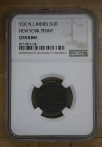 1790 New York Penny VOC N.E. Indies Duit - NGC GENUINE - Picture 1 of 7
