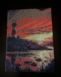 Lighthouse Island Sunset Diamond Art 7.4” x 5.3” Completed Collectible - Picture 1 of 4