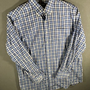 Kirkland Signature Men's XL Blue Gingham Checkered Button Down Shirt Stretch - Picture 1 of 7