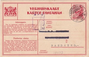Indias Neerlandesas Verhuiskaart/Cambio de dirección tarjeta 2c atado SOERABAJA raro - Imagen 1 de 2