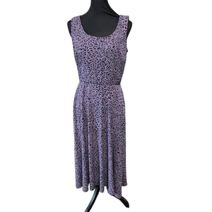 R and M Richards Midi Dress Size 8 Purple Geometric Print Sleeveless Stretch - Picture 1 of 10