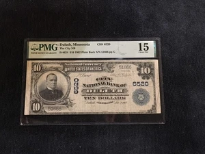 10.00 1902 national bank note Duluth Minnesota PMG 15 choice fine - Picture 1 of 2