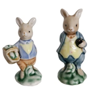 Albert Kessler Ceramic Bunny Rabbit 2 X Figurines Ornaments Pair 3" - Picture 1 of 11
