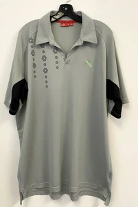 Men's Puma Collared V-Neck Polo Shirt, Gray w/ Black Accents, Size XXL - Picture 1 of 11