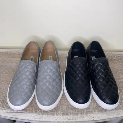 Lot Of 2 Steve Madden Ecentrcq Slip On Sneaker Size 9 Black & Gray Quilted Shoes - Image 1 of 4