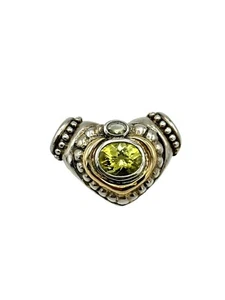 Samuel Benham BJC Sterling 14k Gold Trillion Citrine V Shaped Pendant - Picture 1 of 9