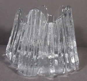 Swedish Nybro Candle Holder Clear Crystal Glass 3" x 4" Volcano Iceburg Design - Picture 1 of 6