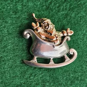 1" x 1" ARDIAN 14K & Sterling Silver Santa In Sleigh Pendant 5 Grams - Picture 1 of 5