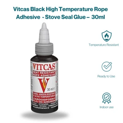 VITCAS Stove Rope Glue Adhesive Black or White For Woodburning Fibreglass Lagging Seal