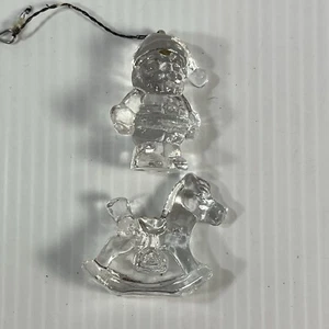 Adorno de Navidad de acrílico transparente decoración navideña de Papá Noel y caballo mecedor - Imagen 1 de 5