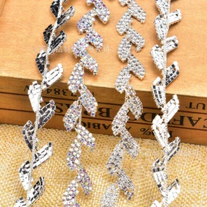1 Yard Rhinestone Chain Trim Diamante Ribbon Applique Crystal Shiny Wedding Chic - Picture 1 of 14
