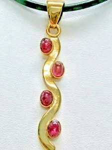 Rosa Turmalin Welle (4 Edelsteine) Anhänger Alchemie - Null Karat Gold - Bild 1 von 10
