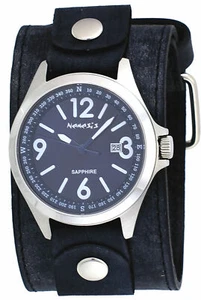 Nemesis FLBB251L Men's Signature Sapphire Blue Dial Wide Leather Band Watch - Picture 1 of 3
