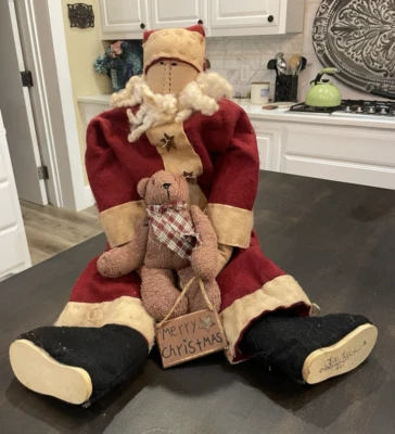 Muñeca Honey and Me Santa 2001 firmada 33 pulgadas × RARA × suela de madera zapatos arte popular B149 Foto 1 de 4