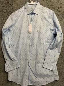 Bar III Shirt Mens 15 15.5 32 33 Blue Tulip Print All Over Long Sleeve Button Up - Picture 1 of 6