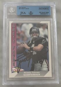 1991 PACIFIC BRETT FAVRE AUTO AUTOGRAPH SIGNED ROOKIE RC ON CARD PACKERS HOF JSA