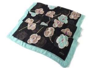 Beautiful ARMANI COLLEZIONI scarf, floral pattern, light blue and black - Picture 1 of 8