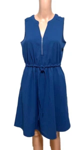 Maurice's Blue Sleeveless Midi Dress Size Medium Work Office Party Elastic Waist - Picture 1 of 18