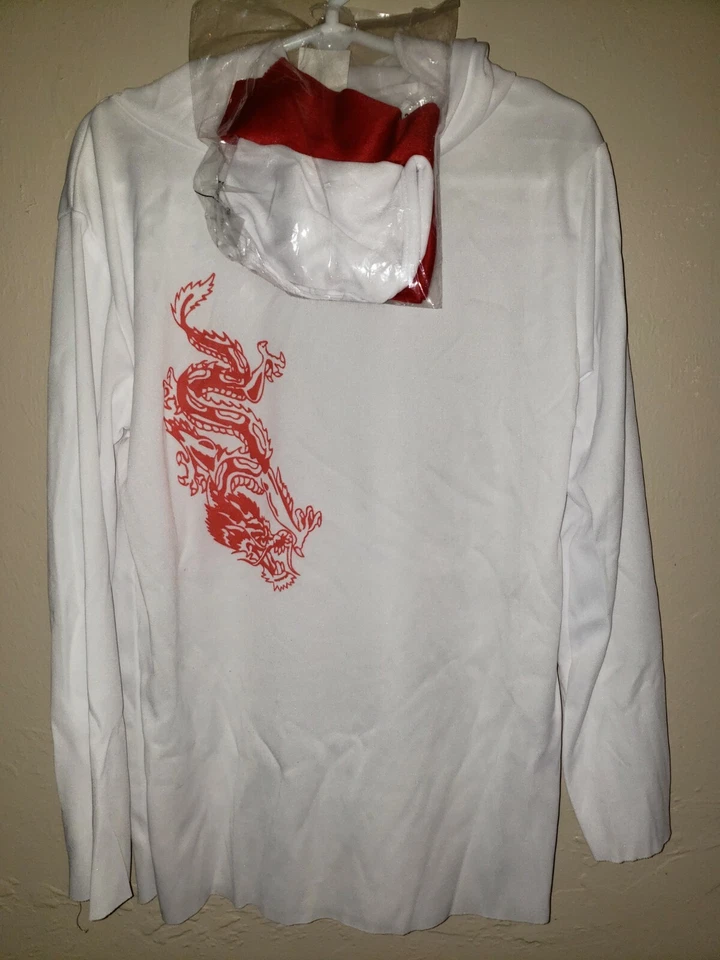 boys size 4/6 NEW WHITE NINJA HALLOWEEN COSTUME SHIRT TOP HEAD COVER BANDS - Image 1 of 1