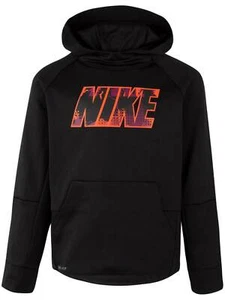 Nike Therma Boys Black & Neon Orange Hoodie Sweatshirt Dri-Fit Jacket XS (4) - Picture 1 of 1