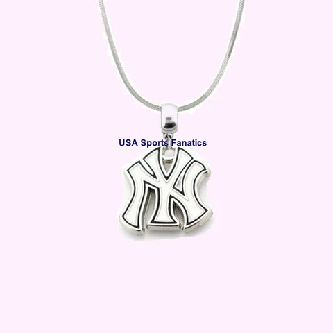 MLB New York Yankees 925 Sterling Silver Team Logo Pendant Necklace (4 Sizes) Cover