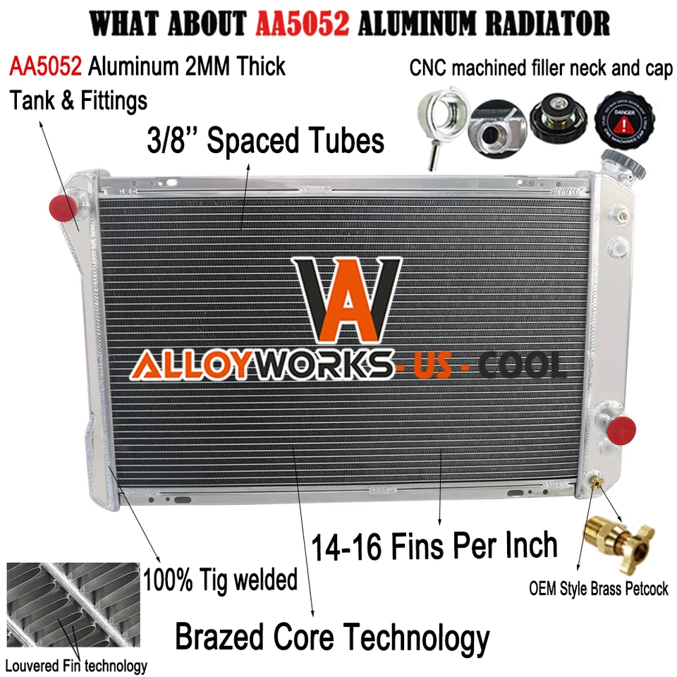 4 ROW Radiator Fits 1982-1992 1991 Chevrolet Camaro Z28 Pontiac Firebird 5.7L Foto 1 de 4