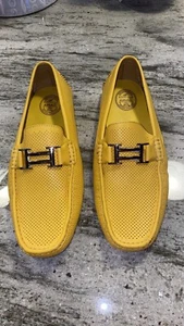 Amali Harris Perforated Manmade Leather Driving Loafer Moccasins Yellow, 13 Mens - Picture 1 of 8