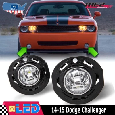 Fog Light Fits 2015-19 Dodge Challenger Clear Lens PAIR LED Driving Bumper Lamps - Image 1 of 4