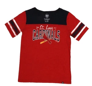 47 Brand Womens Red Short Sleeve V Neck Distressed St. Louis Cardinals Shirt S - Picture 1 of 8