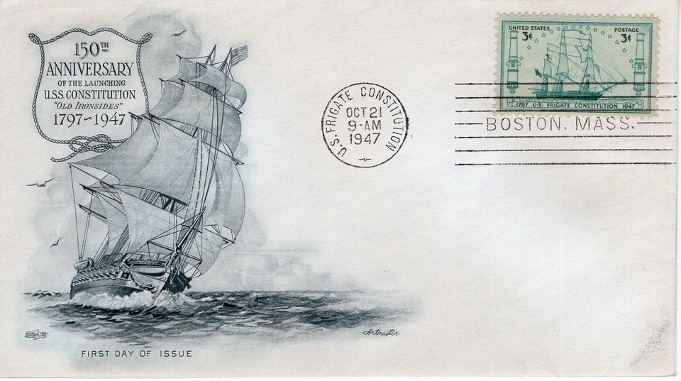 USPS #951 1947 USS Constitution 150th ArtMaster Cachet FDC ST3466 - Image 1 of 4