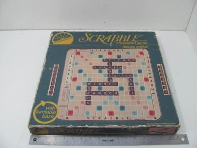 Scrabble Deluxe Edition Game Excellent Turntable 1977 MISSING 4 TILES - Image 1 of 4