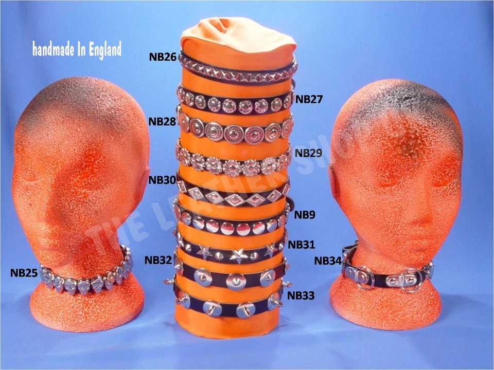 Leather Punk Studded Choker UK Gothic Neckband - Image 1 of 1