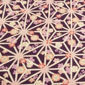 Purple Japanese Cotton Polished Crepe Shirting with Geometric and Floral Pattern - Picture 1 of 3