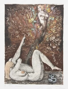 Ernst Fuchs (1930-2015), sign. Radierung, handkoloriert "Lilith-Traum der Eva" - Bild 1 von 18