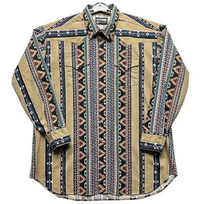 VTG Panhandle Slim Shirt Mens XXL Beige Aztec Stripe Pearl Snap Western Cowboy - Image 1 of 4