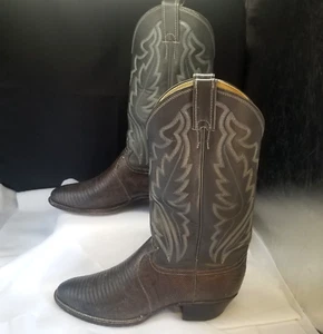 Justin Mens Dark Gray Lizard Leather Cowboy Boots Size 8.5 D Style 8327 USA - Picture 1 of 21