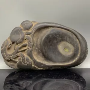 Herramientas de caligrafía antiguas chinas de 7′′ piedra tallada melocotón estatua piedra tinta natural - Imagen 1 de 9