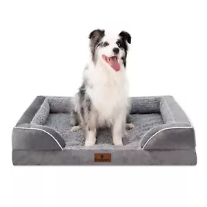 Grau Medium Large Jumbo orthopädisches Hundebett Haustier Pad abnehmbare Memory Foam Nackenrolle - Bild 1 von 22