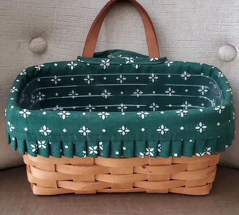 Longaberger 1995 Key/Mail Hanging Basket COMBO w/plastic and fabric liner Cover
