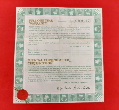Certificado de garantía ROLEX 1979 6 millones serie garantía años 70 ABIERTO vintage Foto 1 de 4