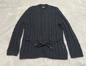 J Crew Cashmere Blend Long Sweater Womens Medium Gray Wool Angora Tie Front - Picture 1 of 6