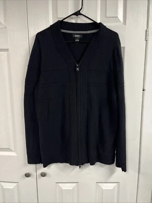 Cárdigan Alfani regular fit talla grande negro 100 % algodón, cremallera bidireccional Foto 1 de 3