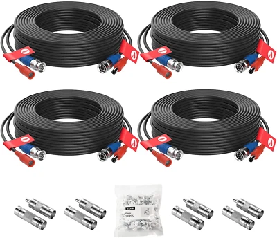 ZOSI Security Camera Cable 60FT DC Power BNC RCA Connector Surveillance wire